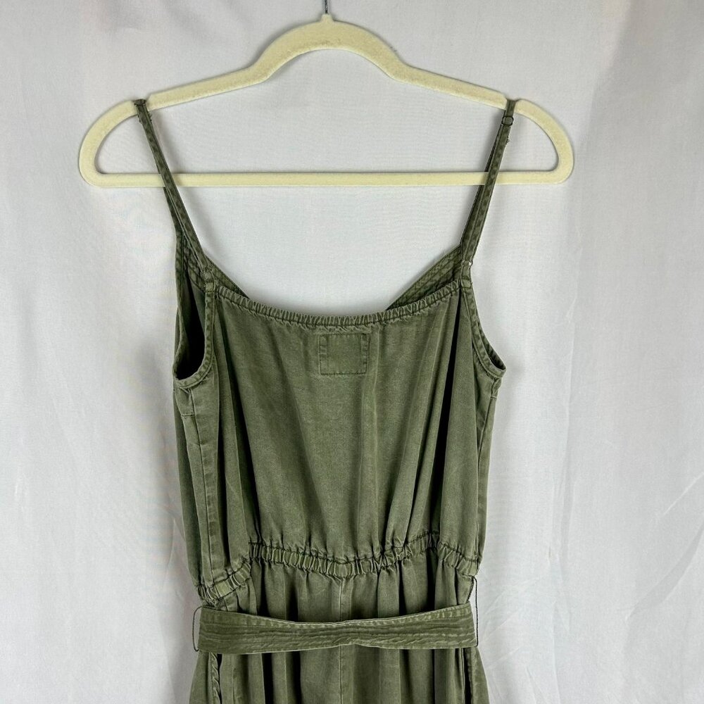 Olive V-Neck Tie-Waist Jumpsuit - Picture 10 of 14